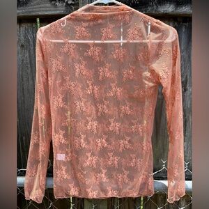 Sheer Floral Mesh Long Sleeve Top